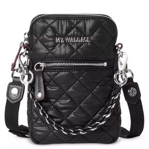 MZ WALLACE micro Crosby black quilted phone crossbody